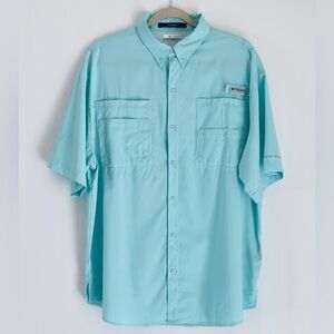 Columbia PFG Men's Light Blue Casual Button Down Tamiami Shirt Large Omni Shield